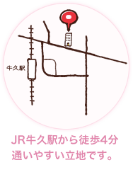 JR牛久駅から徒歩4分通いやすい立地です。